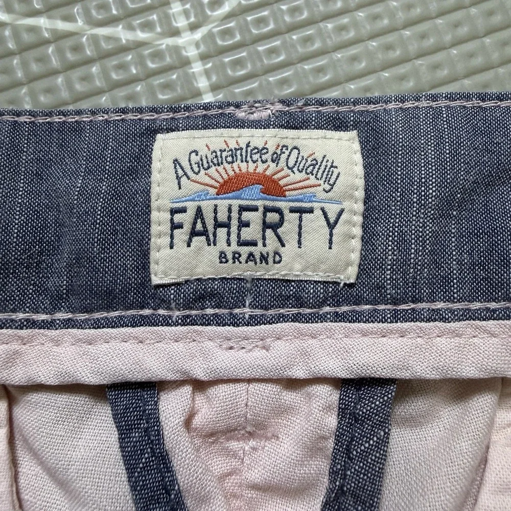 Faherty Men's Linen Cotton Blend Shorts 34 Light Pink 9